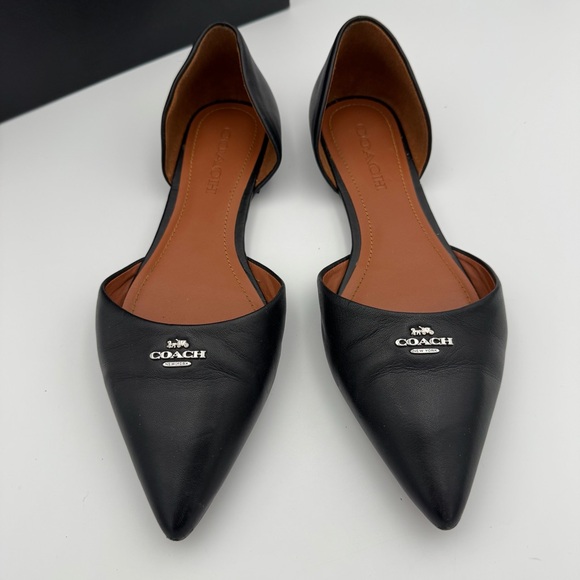 Coach Black Leather Pointy Toe d’Orsay Flats - Size 9 EUC - Picture 2 of 7